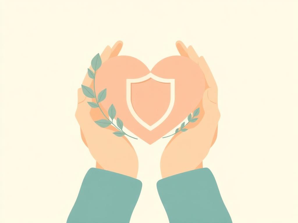 Two hands gently holding a paper heart